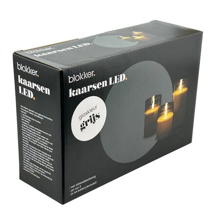 3 stk. blokker led lys m. fjernbetjening 3 pak grå(ubrugt)