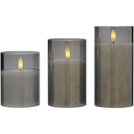 3 stk. blokker led lys m. fjernbetjening 3 pak grå(ubrugt)