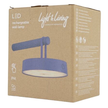3 stk. light og living væglampe toliara led genopladelig koboltblå 19 cm(ubrugt)