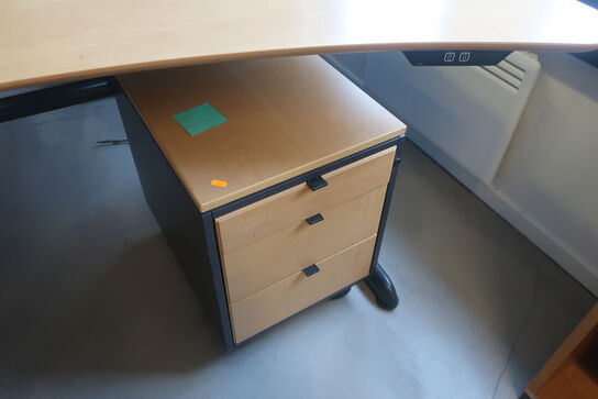 El. hæve/sænke skrivebord med skuffesektion / plante m.m.