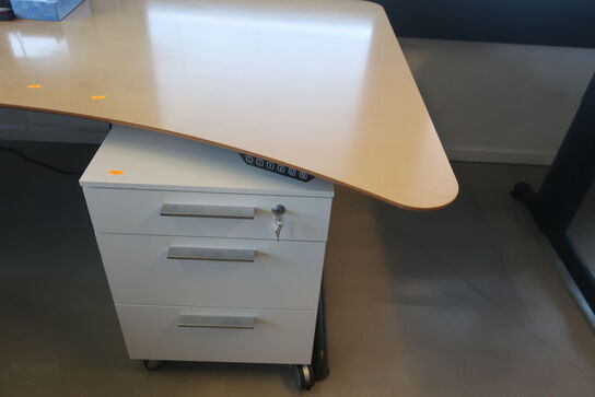 El. hæve/sænke skrivebord med skuffesektion m.m.