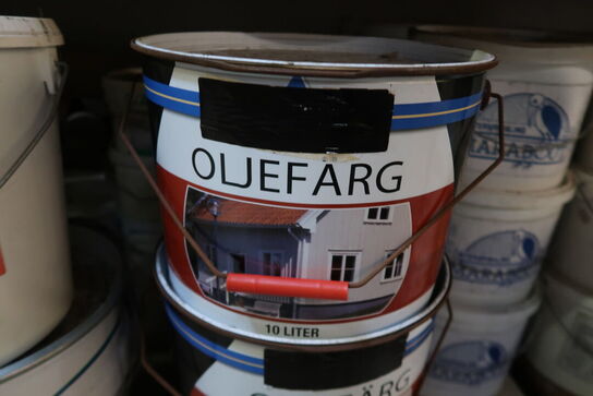 Ca. 40 paller med maling, træbeskyttelse m.m. LÆS BESKRIVELSE