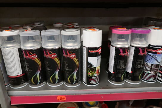 4 fag med spraymaling & diverse maler produkter 