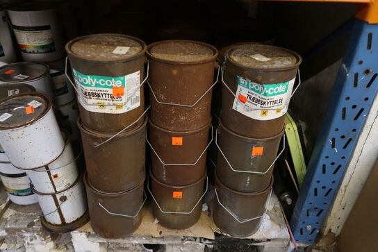 Ca. 40 paller med maling, træbeskyttelse m.m. LÆS BESKRIVELSE