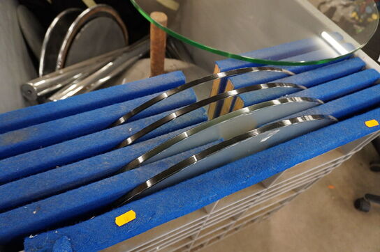 5 stk. Cafeborde glas/stål Ø=60cm i transportkasse