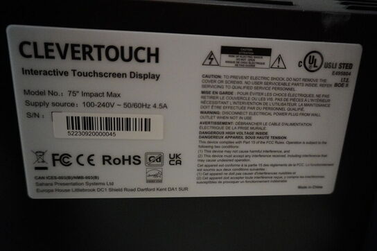 75" Touchskærm CLEVERTOUCH Impact Max