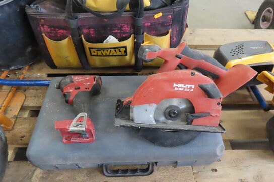 Håndrundsav HILTI samt slagskruemaskine MILWAUKEE