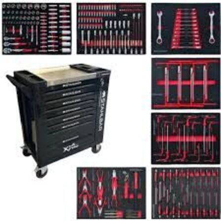 Værktøjsvogn, Stahlbär, 7 skuffer inkl. Værktøj 