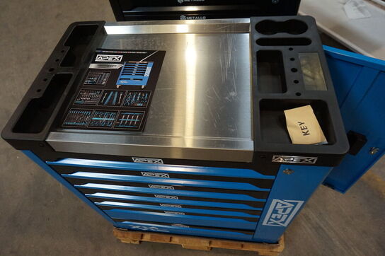 Apex Værktøjsvogn XXL med værktøj og 7 skuffer og skab Blue 