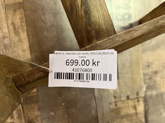 2 stk. Bænk m. Mønster CHIC ANTIQUE 45x80x24 cm