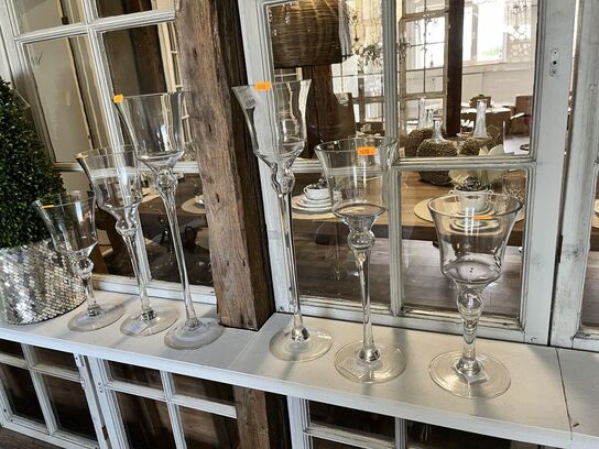 6 stk. Lysestager i glas