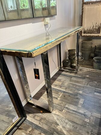 Sidebord m. Glasplade 140x40x80 cm