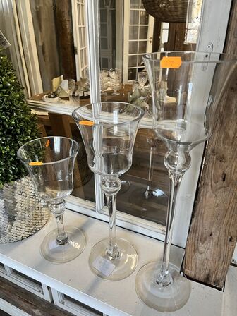 6 stk. Lysestager i glas