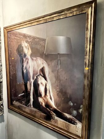 Indrammet billede af hunde 112x112 cm.