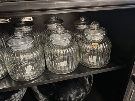 10 stk. Glaskrukker m. Låg inkl. Puder