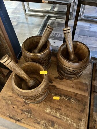 3 stk. Morter inkl. Træbakke