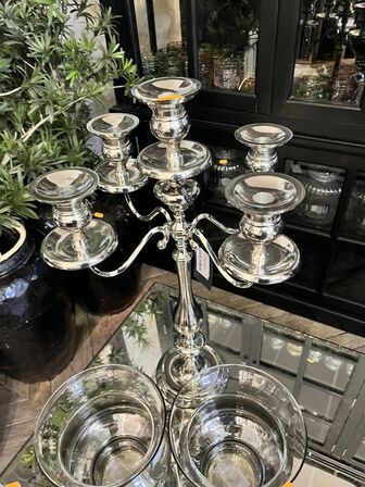 2 stk. Glasvaser m. Lysestage