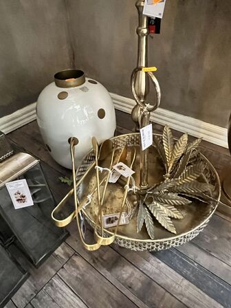 Vase, lampe og Bakke m. Hank inkl. Indhold 