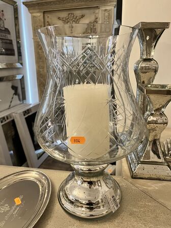 Glasvase m. Lys inkl. Fad