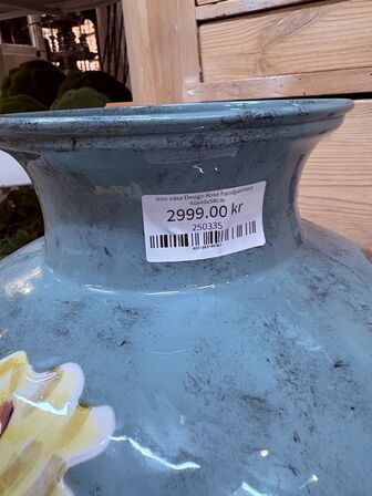 Vase m. Blomstermotiv 40x40x58 cm.