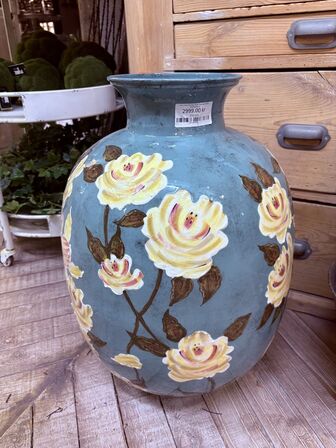 Vase m. Blomstermotiv 40x40x58 cm.