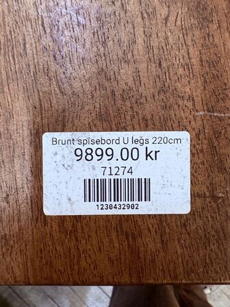 Plankebord m. Dug inkl. Jernbænk 220x100 cm.