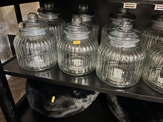 10 stk. Glaskrukker m. Låg inkl. Puder