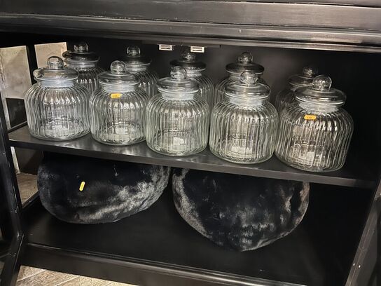 10 stk. Glaskrukker m. Låg inkl. Puder