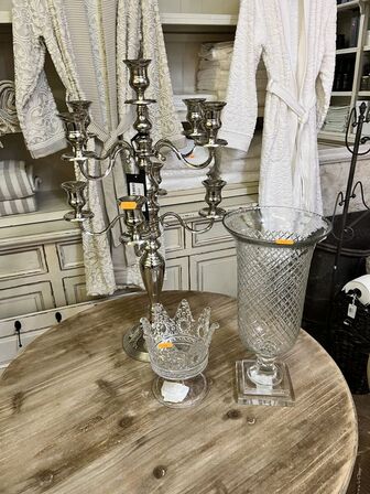 Glasvase inkl. Lysestage