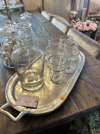Serveringsfad m. Karafel og glas