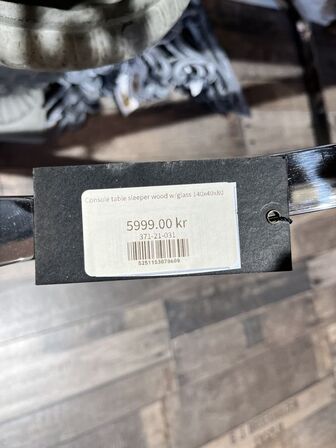 Consol bord i Træ/glas/jern 140x40x80 cm.