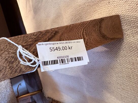 Bænk i genbrugstræ 45x180x32 cm