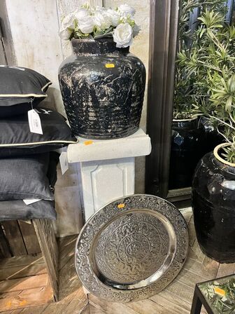 Vase m. Blomster, fad mm.