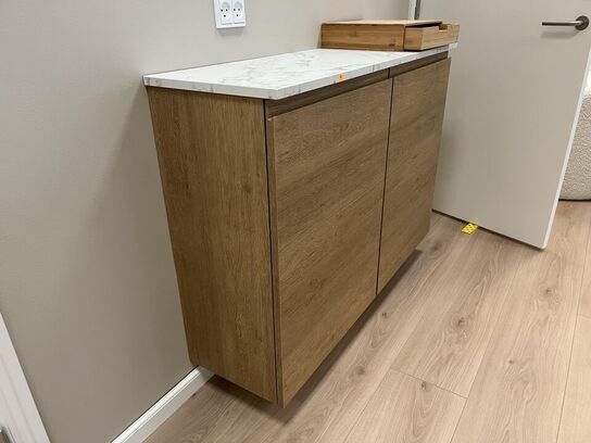 Træ skab m. Marmor plade 