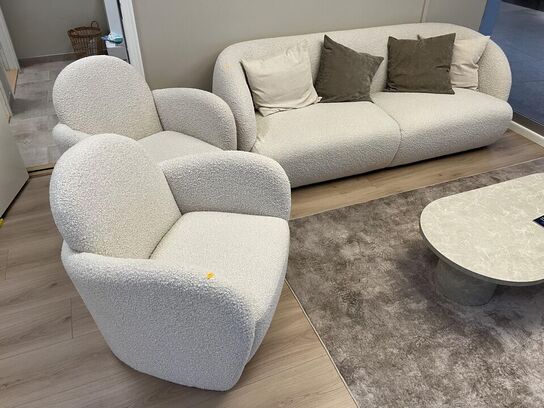 Plys Sofa med 2.Stk. Lænde stole 