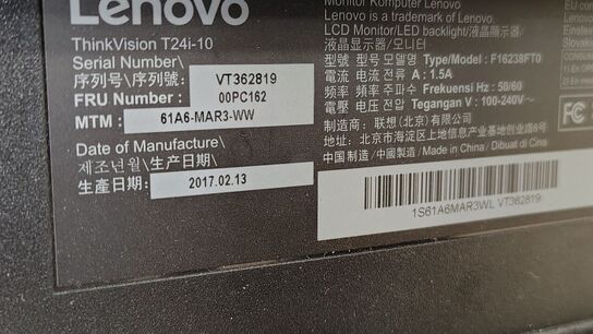 2 Stk. Skærme 24" LENOVO t24i-10