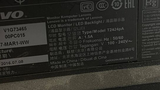 2 Stk. Skærme 24" + 23" LENOVO