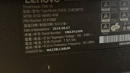 2 Stk. Skærme 24" LENOVO t24i-10