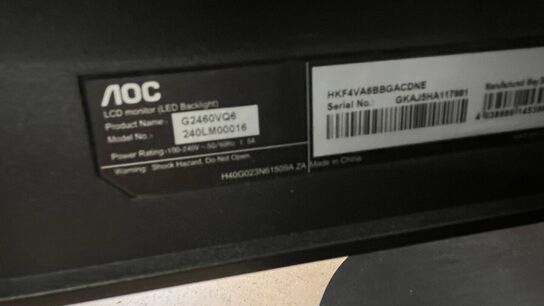 3 Stk. Skærme AOC 24", SAMSUNG 24", LENOVO 19"