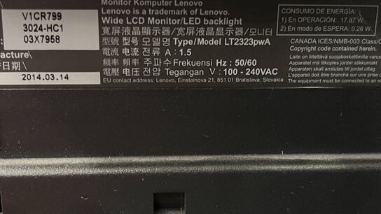 2 Stk. Skærme 23" LENOVO