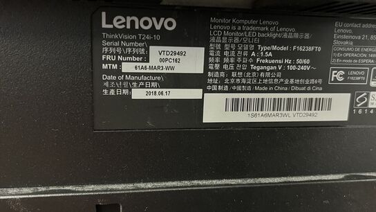 2 Stk. Skærme 24" + 27" LENOVO