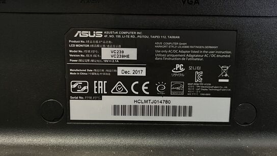 2 Stk. Skærme 23" ASUS VC239