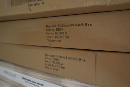 Ca. 25 stk. paller med magnetæsker, plastikposer, 