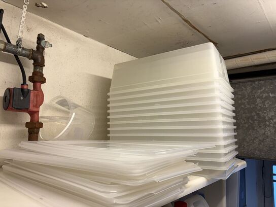 Parti hævekasser, emballage, m.v.