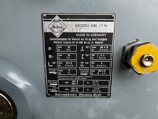 Stanse-/profileringsmaskine, MUHRU BENDER KBL 11 N 
