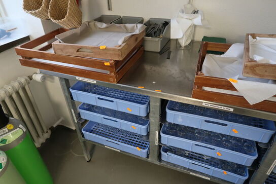 Rustfri stålbord med opbevaring uden indhold