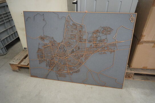 Håndlavet bykort i træ (Roskilde)