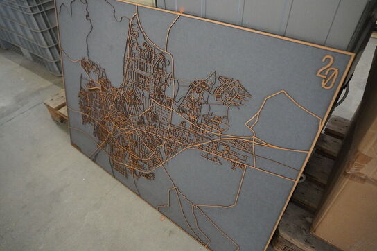 Håndlavet bykort i træ (Roskilde)