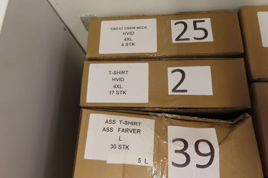 8 kasser tøj, poser & caps