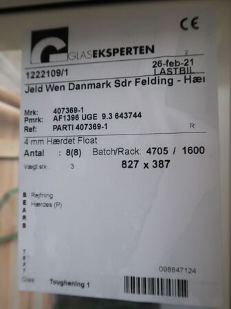 7 stk. Vinduer, fast rude